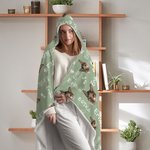 Personalisierte niedlichen Hund Katze Foto Avatar Pfote drucken Knochen weiche Kapuze Decke mit Namen Multicolor Geburtstag Geschenk für Tierliebhaber