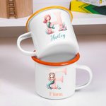Henkilökohtainen Fantasy Mermaid Initial numero 12oz emali Cup nimi syntymäpäivälahja tytär tyttö