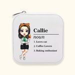 Personalisierte PU Leder Cartoon Charakter Name Definition Schmuck-Box Geburtstag Jahrestag Geschenk für Frauen
