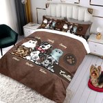 Personalizzato Vintage Cartoon 1-6 Cani Gatti Paw Print Morbido copripiumino e 2 copricuscini Set di biancheria da letto con nome Regalo di compleanno per i proprietari di animali domestici