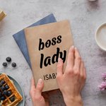 Personalized Boss Lady A5 Leather Journal Notebook with Name and 100 Lined Pages New Business Birthday Office Coworker Gift for Women Leaders