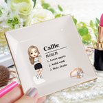 Personalised Cartoon Character Name Definition Ceramic Trinket Jewellery Dish with Name Birthday Bridesmaid Party Gift for Women