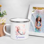 Henkilökohtainen Fantasy Mermaid Initial numero 12oz emali Cup nimi syntymäpäivälahja tytär tyttö