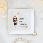 Personalised Cartoon Character Name Definition Ceramic Trinket Jewellery Dish with Name Birthday Bridesmaid Party Gift for Women