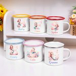 Henkilökohtainen Fantasy Mermaid Initial numero 12oz emali Cup nimi syntymäpäivälahja tytär tyttö