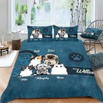 Personalizzato Vintage Cartoon 1-6 Cani Gatti Paw Print Morbido copripiumino e 2 copricuscini Set di biancheria da letto con nome Regalo di compleanno per i proprietari di animali domestici