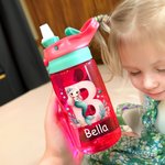 Personalised Fantasy Mermaid Initial Number 16 oz Kid Water Bottle with Straw and Spill-Proof Lid Birthday Back to School Gift for Girls