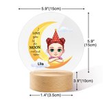 Personalisierte Ich liebe dich zum Mond Dreamy Cartoon Mädchen Junge LED-Nachtlicht mit hölzernen Basis und Namen Kinderzimmer Zimmer Dekoration Geburtstagsgeschenk für Kinder