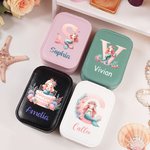 Personalized Fantasy Mermaid Initial Number Travel Jewelry Box with Name Changing Color LED Makeup Mirror Valentine's Day Birthday Gift for Girls