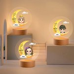Personalisierte Ich liebe dich zum Mond Dreamy Cartoon Mädchen Junge LED-Nachtlicht mit hölzernen Basis und Namen Kinderzimmer Zimmer Dekoration Geburtstagsgeschenk für Kinder