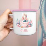 Henkilökohtainen Fantasy Mermaid Initial numero 12oz emali Cup nimi syntymäpäivälahja tytär tyttö