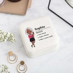 Personalisierte PU Leder Cartoon Charakter Name Definition Schmuck-Box Geburtstag Jahrestag Geschenk für Frauen