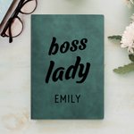 Personalized Boss Lady A5 Leather Journal Notebook with Name and 100 Lined Pages New Business Birthday Office Coworker Gift for Women Leaders