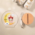 Personalisierte Ich liebe dich zum Mond Dreamy Cartoon Mädchen Junge LED-Nachtlicht mit hölzernen Basis und Namen Kinderzimmer Zimmer Dekoration Geburtstagsgeschenk für Kinder
