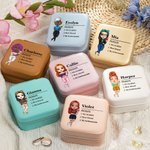 Personalisierte PU Leder Cartoon Charakter Name Definition Schmuck-Box Geburtstag Jahrestag Geschenk für Frauen
