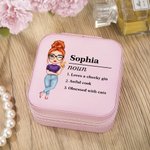 Personalisierte PU Leder Cartoon Charakter Name Definition Schmuck-Box Geburtstag Jahrestag Geschenk für Frauen