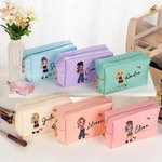 Borsa per trucco personalizzata con nome  e personaggio stile Y2K fatta in pelle PU regalo di compleanno per donne e ragazze