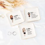 Personalised Cartoon Character Name Definition Ceramic Trinket Jewellery Dish with Name Birthday Bridesmaid Party Gift for Women