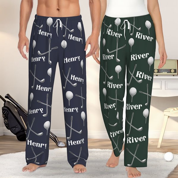 Pijama personalizado con el nombre del club de golf Pantalones de pijama suaves con cordón y bolsillo Ropa de dormir cómoda Regalo de cumpleaños para 