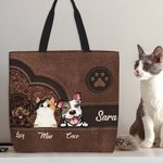 Borsa da spesa capiente con design di cane o gatto personalizzabile fino a 8 nomi regalo di compleanno per amanti degli animali