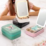 Personalized Fantasy Mermaid Initial Number Travel Jewelry Box with Name Changing Color LED Makeup Mirror Valentine's Day Birthday Gift for Girls