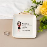 Personalised Cartoon Character Name Definition Ceramic Trinket Jewellery Dish with Name Birthday Bridesmaid Party Gift for Women