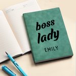 Personalized Boss Lady A5 Leather Journal Notebook with Name and 100 Lined Pages New Business Birthday Office Coworker Gift for Women Leaders