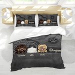 Personalizzato Vintage Cartoon 1-6 Cani Gatti Paw Print Morbido copripiumino e 2 copricuscini Set di biancheria da letto con nome Regalo di compleanno per i proprietari di animali domestici