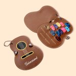 Custodia portatile  a forma di chitarra personalizzata con nome comodo per plettri fatto in pelle PU musica regalo di compleanno per festival