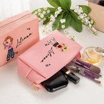 Borsa per trucco personalizzata con nome  e personaggio stile Y2K fatta in pelle PU regalo di compleanno per donne e ragazze