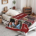 Coperta morbida personalizzata con testo e collage di 4 foto decorazione per la casa regalo per mamma per famiglia