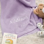 Gepersonaliseerde geborduurde naam Warm gebreid katoen Baby Nursery Blanket Baby Shower Birthday Gift voor pasgeborene