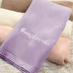 Gepersonaliseerde geborduurde naam Warm gebreid katoen Baby Nursery Blanket Baby Shower Birthday Gift voor pasgeborene