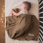 Gepersonaliseerde geborduurde naam Warm gebreid katoen Baby Nursery Blanket Baby Shower Birthday Gift voor pasgeborene