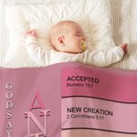 Coperta di sicurezza per neonati con sfondo a puntini Regalo religioso per neonati, personalizzata Dio dice che sono il significato del nome su un versetto biblico