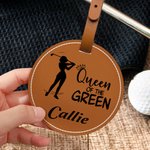 Henkilökohtainen vihreä kuningas Kuningatar Kuningatar Golf pelaaja siluetti Säädettävä nahkainen Golf Tee haltija laukku Tag nimi syntymäpäivä urheilu lahja Golfer Golf isä äiti