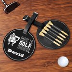 Henkilökohtainen vihreä kuningas Kuningatar Kuningatar Golf pelaaja siluetti Säädettävä nahkainen Golf Tee haltija laukku Tag nimi syntymäpäivä urheilu lahja Golfer Golf isä äiti