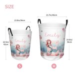 Personalised Cartoon Mermaid Large Waterproof Laundry Storage Basket with Handle Nursery Decor Housewarming Gift for Girls
