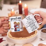 Personalized Cartoon Hugging Couple Ceramic Mug with Text Valentine's Day Anniversary Gift for Couple
