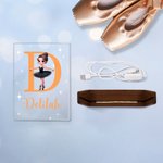 Personalisierte Schwanensee Ballett Mädchen Name Initialen LED-Nachtlicht mit hölzernen Basis Kind Schlafzimmer Dekoration Geburtstagsgeschenk für Mädchen Ballett-Liebhaber
