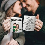 Personalized Cartoon Hugging Couple Ceramic Mug with Text Valentine's Day Anniversary Gift for Couple