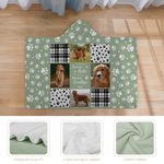 Gepersonaliseerde Paw Print 4 of 6 Hond Kat Foto Collage Zachte Hooded Deken met Naam Herdenking Sympathie Gift voor Verlies van Huisdier