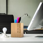 Gepersonaliseerde Minimalistische Gegraveerde Naam Datum Bamboe Pennenhouder Bureau Organisator Home Decor Verjaardag Kantoor Cadeau voor Vrienden Collega's