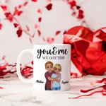 Personalized Cartoon Hugging Couple Ceramic Mug with Text Valentine's Day Anniversary Gift for Couple