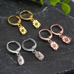 Pendientes Personalizados Minimalistas Estrella Polar del Norte con Piedra de Cumpleaños Regalo de San Valentín para Mujer