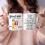 Personalized Cartoon Hugging Couple Ceramic Mug with Text Valentine's Day Anniversary Gift for Couple