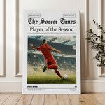 Personalized Soccer Time 1-4 Photos Painting Poster with Text and Housewarming Birthday Gift for Soccer Players