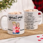 Personalized Cartoon Hugging Couple Ceramic Mug with Text Valentine's Day Anniversary Gift for Couple