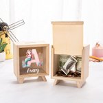 Personalised Mermaid Initial Clear Wooden Piggy Money Box with Name Birthday Children's Day Gift for Girls