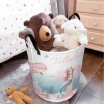 Personalised Cartoon Mermaid Large Waterproof Laundry Storage Basket with Handle Nursery Decor Housewarming Gift for Girls
